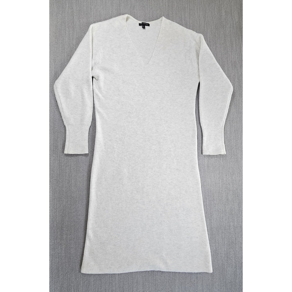 Banana Republic Women's V-Neck Midi Sweater Dress Gray Sz Large Long Sleeve